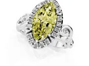 Marquise Filigree Halo Engagement Ring Setting for a Fancy Yellow Lab-Grown Diamond | Platinum