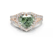 Heart-Shaped Halo Pavé Engagement Ring Setting for a Fancy Green Lab-Grown Diamond | Narrow Split Shank | Rose Gold