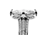 Marquise Cut Diamond Pavé Split Shank Solitaire Ring Set in Silver with Prong Setting