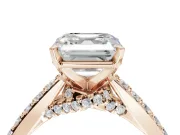 Asscher Cut Pavé Solitaire Engagement Ring Setting | Crossover Gallery | Rose Gold