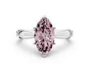 Fancy Pink Marquise Cut Diamond Solitaire Twisted Band Ring Set in White gold with Accent Stones and Prong Setting