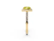 Princess Cut Halo Engagement Ring Setting for a Fancy Yellow Lab-Grown Diamond | Single Row Pavé Band | Yellow Gold