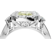 Radiant Cut Halo Engagement Ring Setting for a Fancy Yellow Lab-Grown Diamond | Graduated Channel Band | Platinum