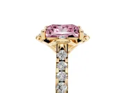 Princess Cut Floral Petal Engagement Ring Setting for a Fancy Pink Lab-Grown Diamond | Petal Accents | Yellow Gold