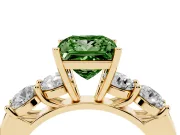 Princess Cut Five Stone Engagement Ring Setting for a Fancy Green Lab-Grown Diamond | Plain Band | Yellow Gold