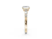 Asscher Cut Tapered Baguette Engagement Ring Setting | Bar Set Sides | Yellow Gold