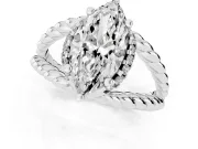 Marquise Rope Split Shank Engagement Ring Setting | Accented Head | Sterling Silver