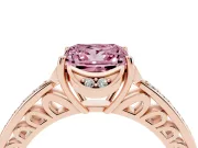 Princess Cut Floral Pavé Engagement Ring Setting for a Fancy Pink Lab-Grown Diamond | Rose Gold