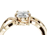 Oval Bypass Solitaire Engagement Ring Setting | Pavé and Plain Strands | Yellow Gold