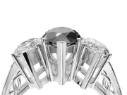 Fancy Black Marquise Lab-Grown Diamond Three-Stone Ring Set in Sterling Silver with Textured Band