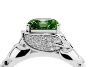 Asscher Cut Leaf Bypass Engagement Ring Setting for a Fancy Green Lab-Grown Diamond | Platinum