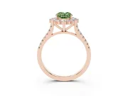 Oval Scalloped Halo Engagement Ring Setting for a Fancy Green Lab-Grown Diamond | Single Row Pave | Rose Gold