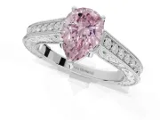 Pear-Shaped Vintage Engagement Ring Setting for a Fancy Pink Lab-Grown Diamond | White Gold - Design NV-24644