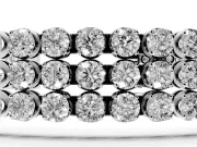 Round Lab-Grown Diamond Three-Row Tennis Bracelet | Claw Prong Cups | Sterling Silver