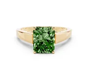 Radiant Cut Solitaire Engagement Ring Setting for a Fancy Green Lab-Grown Diamond | Yellow Gold