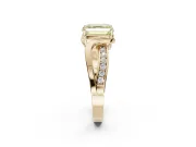 Asscher Cut Bypass Solitaire Engagement Ring Setting for a Fancy Yellow Lab-Grown Diamond | Pavé Strands | Yellow Gold