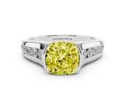 Cushion Cut Half Bezel Engagement Ring Setting for a Fancy Yellow Lab-Grown Diamond | Sterling Silver