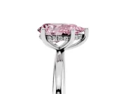 Pear-Shaped Hidden Halo Engagement Ring Setting for a Fancy Pink Lab-Grown Diamond | Plain Band | Sterling Silver