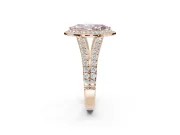 Marquise Halo Pavé Engagement Ring Setting for a Fancy Pink Lab-Grown Diamond | Narrow Split Shank | Rose Gold
