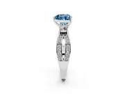Fancy Blue Three-Stone Heart Cut Diamond Twist Band Ring Set in Platinum with Pavé Accents and Prong Setting