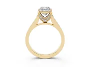Cushion Cut Diamond Solitaire Pavé Engagement Ring Set in Yellow gold with Prong Setting