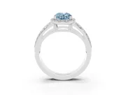 Oval Halo Engagement Ring Setting for a Fancy Blue Lab-Grown Diamond | Split Shank | Platinum