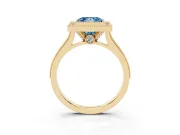 Princess Cut Vintage Milgrain Halo Engagement Ring Setting for a Fancy Blue Lab-Grown Diamond | Bezel Head | Yellow Gold