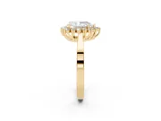 Pear-Shaped Scalloped Halo Engagement Ring Setting | Flat Plain Band | Yellow Gold