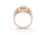 Pear Cut Diamond Milgrain Halo Ring Set in Rose gold with Split Shank