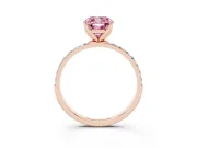 Cushion Cut Pave Engagement Ring Setting for a Fancy Pink Lab-Grown Diamond | Slim Band | Rose Gold