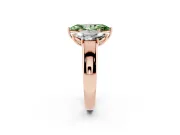 Fancy Green Three-Stone Marquise Cut Diamond Ring Set in Rose gold with Matching Prong Settings and Plain Band