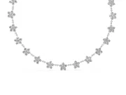 Round Lab-Grown Diamond Floral Cluster Station Necklace | Matching Flowers | Sterling Silver