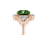 Cushion Cut Cluster Engagement Ring Setting for a Fancy Green Lab-Grown Diamond | Rose Gold