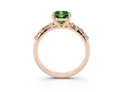 Cushion Cut Graduated Accent Engagement Ring Setting for a Fancy Green Lab-Grown Diamond | Rose Gold