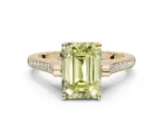 Emerald Cut Vintage Cathedral Engagement Ring Setting for a Fancy Yellow Lab-Grown Diamond | Carved Band | Yellow Gold