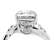 Asscher Cut Twisted Bypass Engagement Ring Setting | Accented Leaves | White Gold