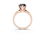 Fancy Black Round Cut Diamond Solitaire Engagement Ring Set in Rose gold with Slim Tapered Solitaire Band