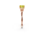 Fancy Yellow Cushion Cut Diamond Solitaire Ring Set in Rose gold with Twisted Band and Bead Prong Setting