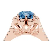Radiant Cut Floral Halo Engagement Ring Setting for a Fancy Blue Lab-Grown Diamond | Pavé Split Shank | Rose Gold
