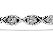 Round Lab-Grown Diamond Cluster Tennis Bracelet | Crossed X Links | Sterling Silver