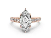 Marquise Graduated Pavé Solitaire Engagement Ring Setting | Wide Pavé Row Band | Rose Gold