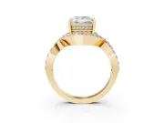 Princess Cut Infinity Twist Pavé Engagement Ring Setting | Crossover Ribbons | Yellow Gold