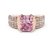 Radiant Cut Half Bezel Engagement Ring Setting for a Fancy Pink Lab-Grown Diamond | Double Row Channel Band | Rose Gold