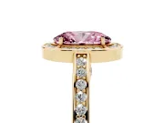 Oval Sectioned Halo Engagement Ring Setting for a Fancy Pink Lab-Grown Diamond | Yellow Gold