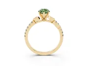 Marquise Leaf Pavé Engagement Ring Setting for a Fancy Green Lab-Grown Diamond | Yellow Gold