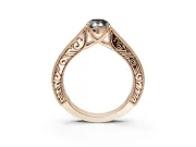 Pear-Shaped Vintage Pavé Engagement Ring Setting for a Black Center | Rose Gold