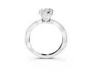 Heart Cut Diamond Solitaire Ring Set in Silver with Twisted Band and Bead Prong Setting