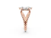 Marquise Cut Diamond Halo Ring Set in Rose gold with Twisted Band and Prong Setting