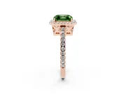 Asscher Cut Pave Halo Engagement Ring Setting for a Fancy Green Lab-Grown Diamond | Rose Gold