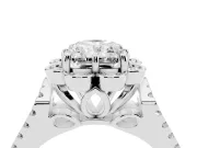 Radiant Cut Petal Frame Floral Halo Engagement Ring Setting | Pavé Split Shank | Sterling Silver